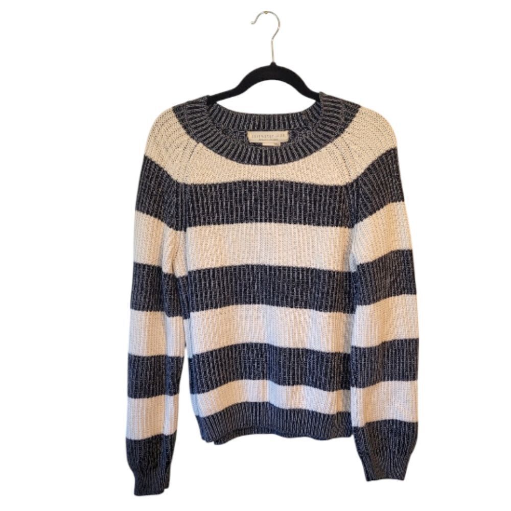 Saltwater LUXE Black and Cream Striped Sweater